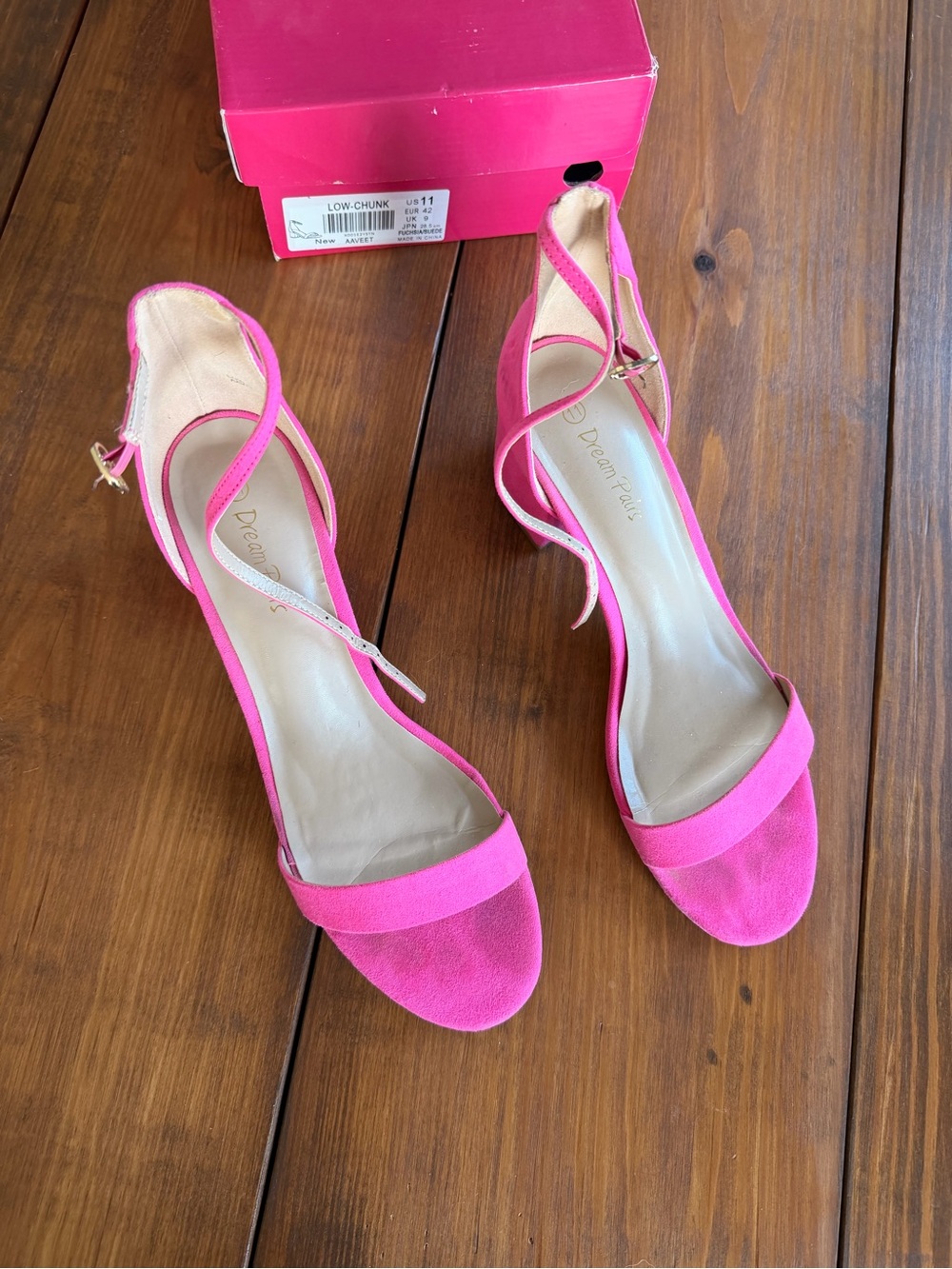 Dream Pairs Hot Pink Ankle-Strap Block Heel Sandals